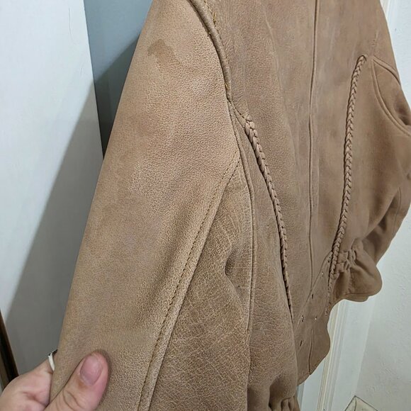 Leather King Tan Moto Jacket Women’s Large Biker Style - Picture 15 of 16